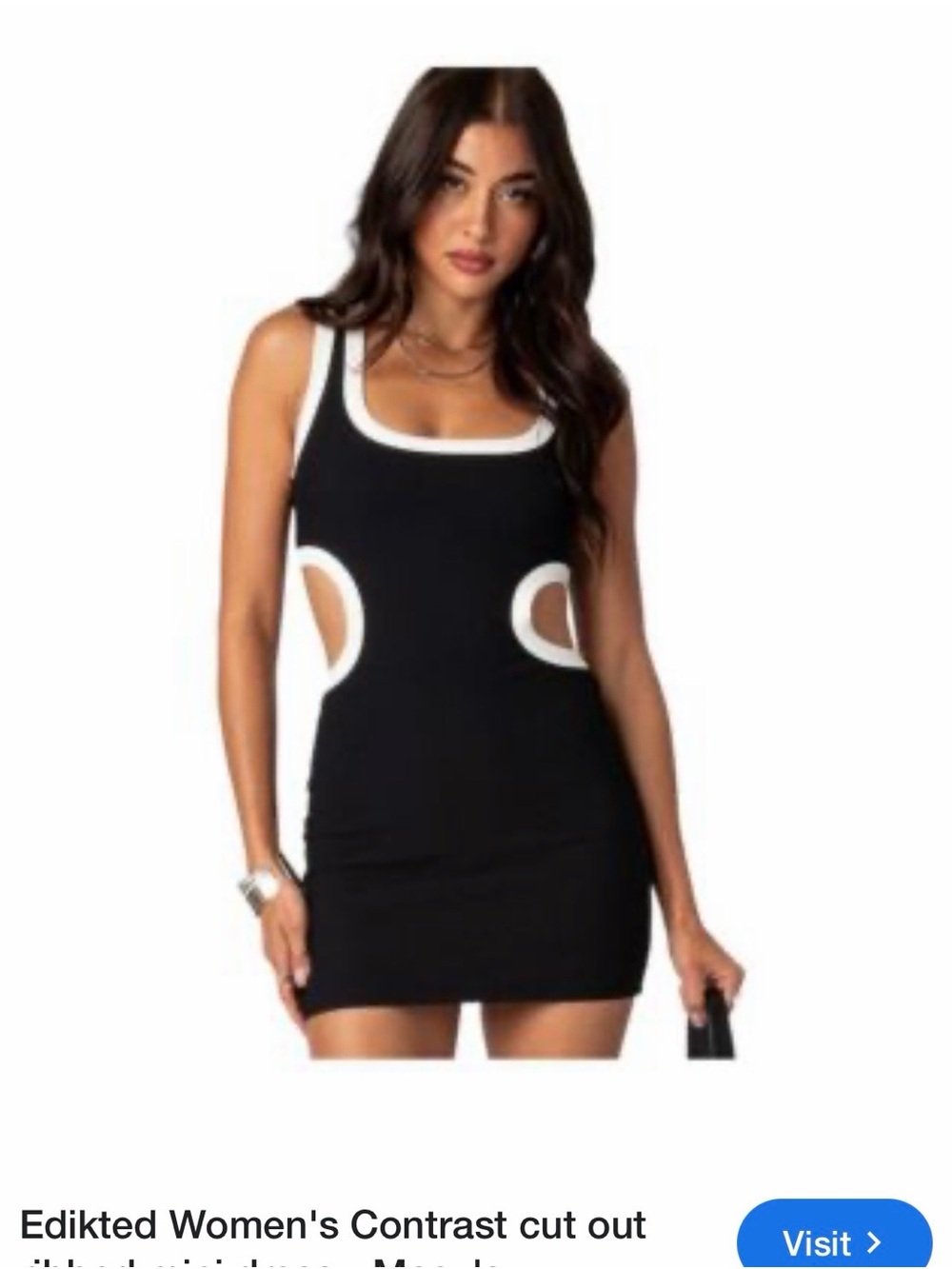 Edikted Black Mini Dress with White Contrast Cut-Outs sz S worn once